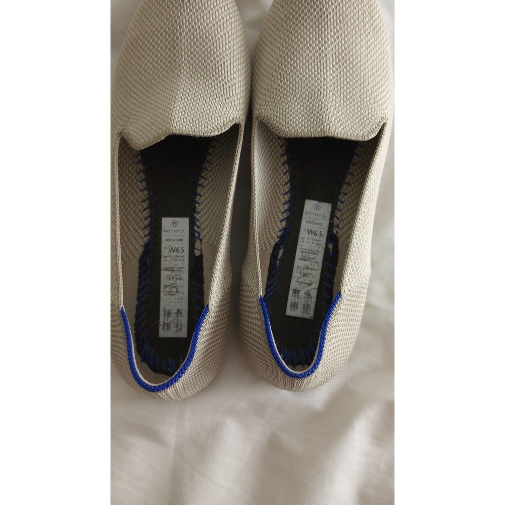 Rothys The Loafer Linen Double Stitch Beige Size W6.5 Flats Slip On - Picture 4 of 10